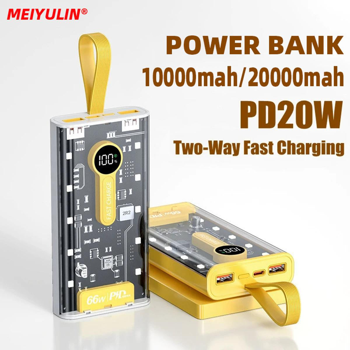 Original 20000 mAh 66W Power Bank Punk Power Bank Large Capacity