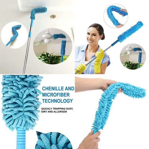 Flexible Micro-Fiber Duster With Telescopic Stainless Steel Handle for Fan Cleaning Specially