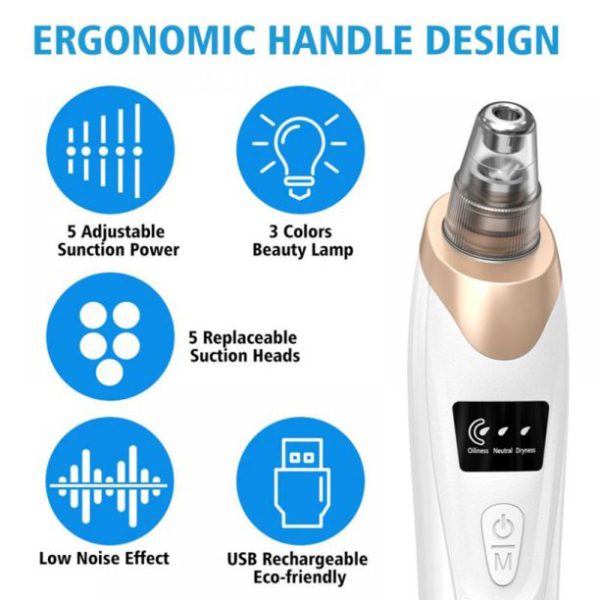 Electric Blackhead Remover, Vacuum Acne Cleaner,5 Heads Suction Machine